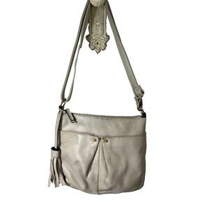 Tignanello beige Leather Pretty Pleats Convertible Cross Body Shoulder Bag